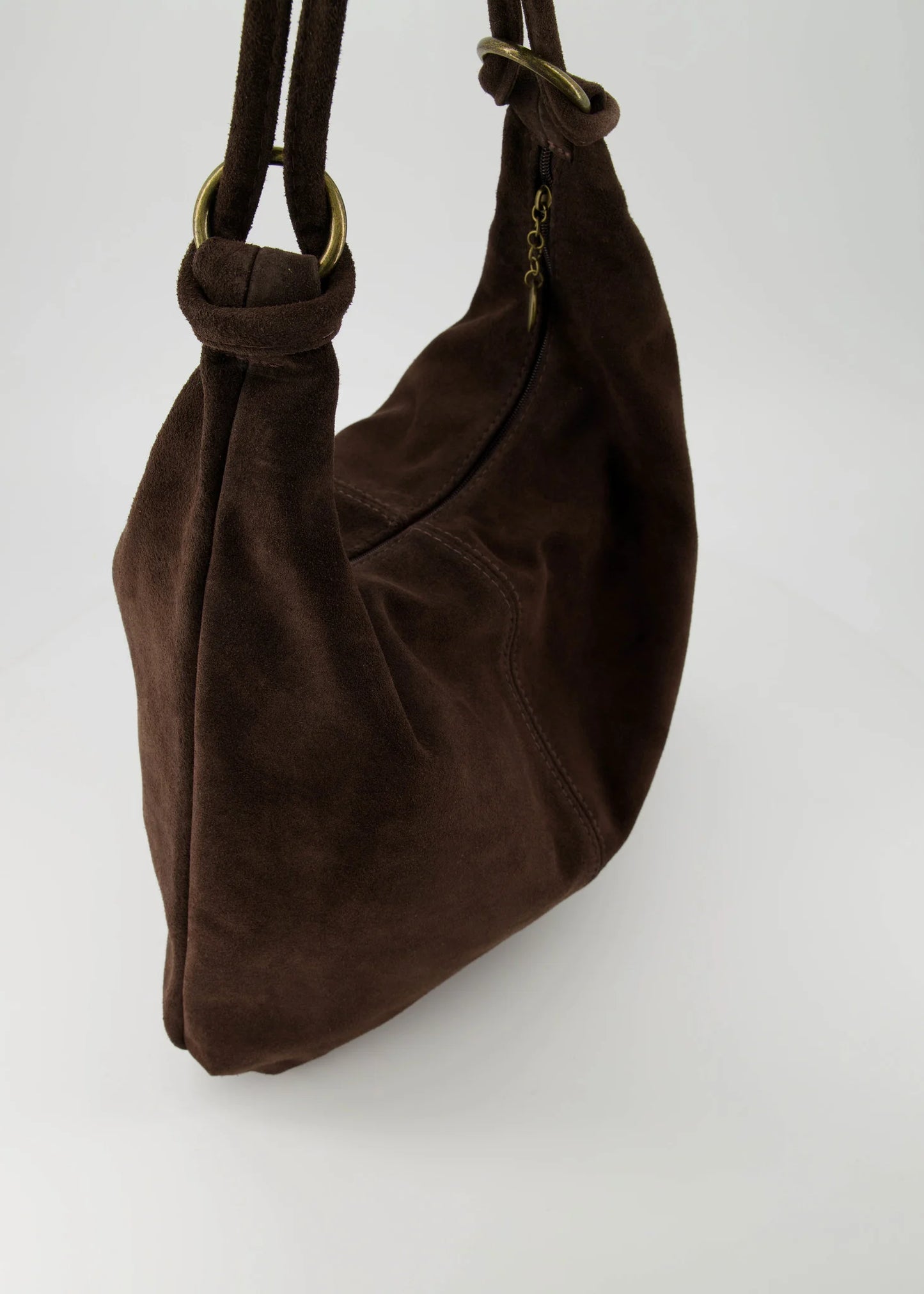 Suede schoudertas Suez - donkerbruin