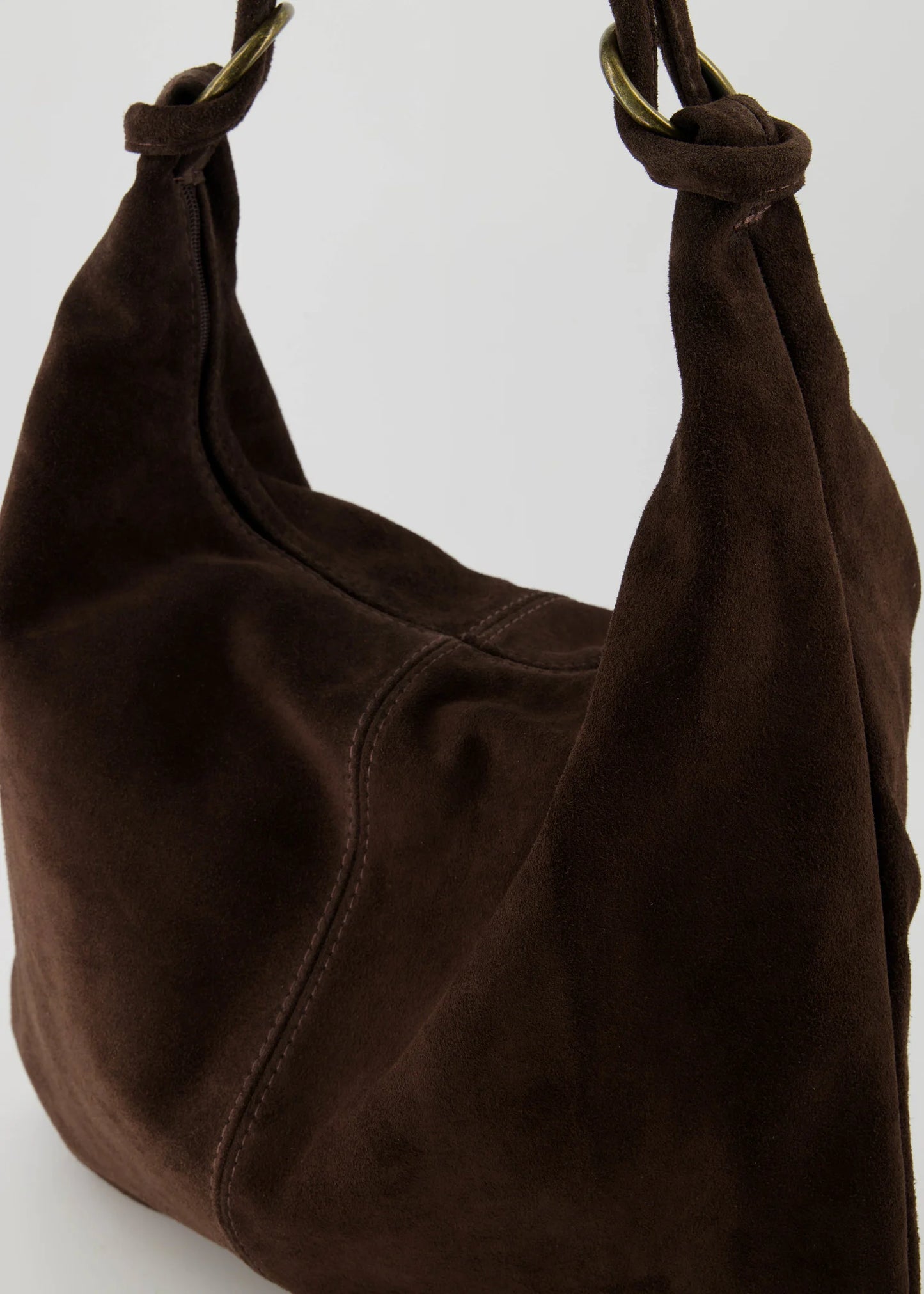 Suede schoudertas Suez - donkerbruin
