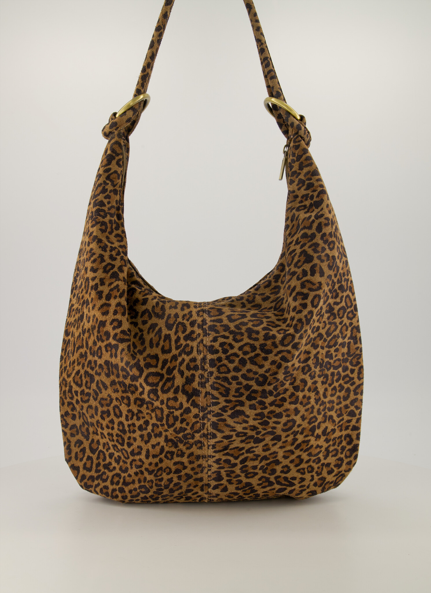 Suede schoudertas luipaard print
