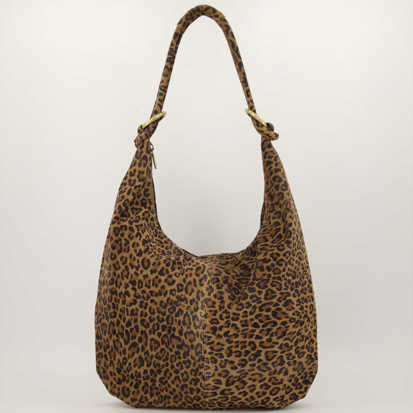 Suede schoudertas luipaard print