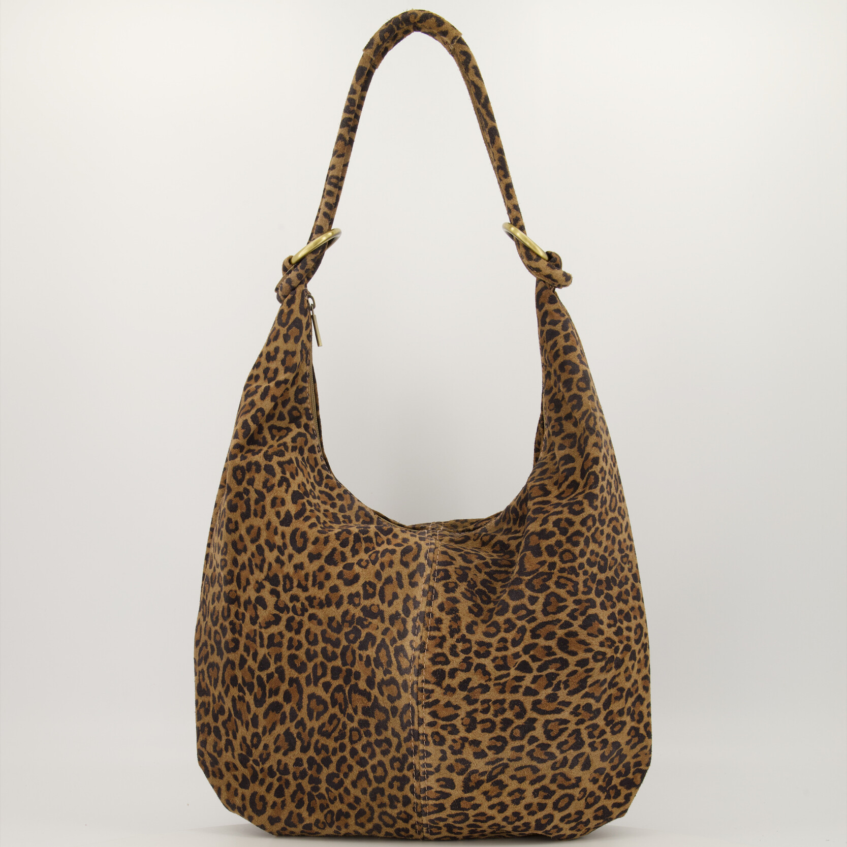 Suede schoudertas luipaard print